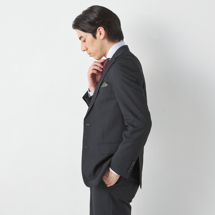 ＪＰ コンフォート 【JOHN PEARSE comfort】【通年】2釦シングルスリーピーススーツ ノータックパンツ ダブルベスト / ブラック / パンツウォッシャブル ※裾上げ必要 黒