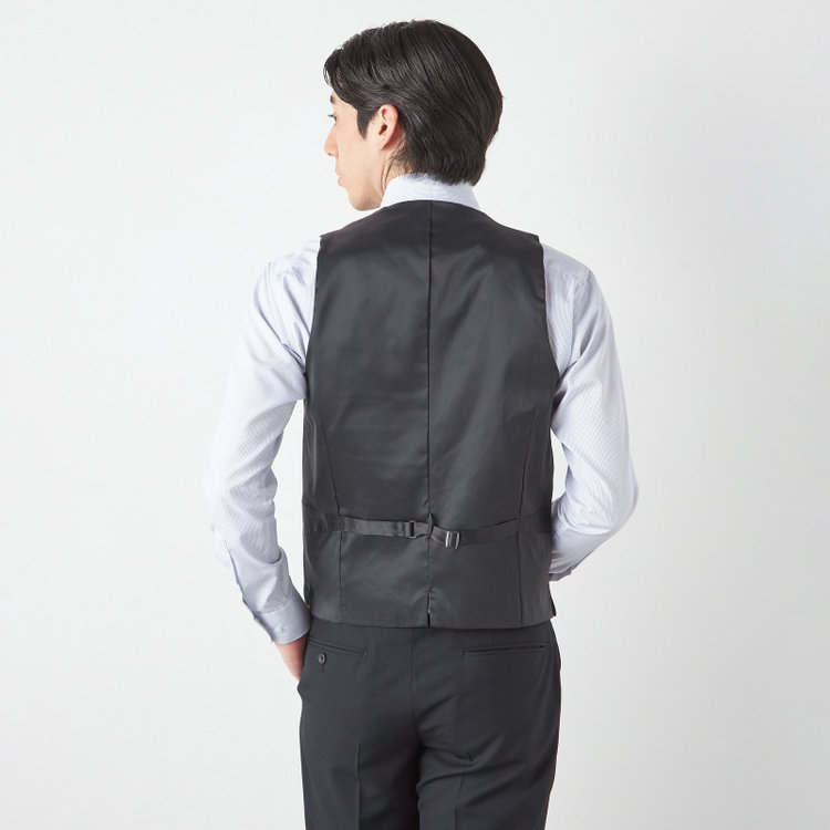 ＪＰ コンフォート 【JOHN PEARSE comfort】【通年】2釦シングルスリーピーススーツ ノータックパンツ ダブルベスト / ブラック / パンツウォッシャブル ※裾上げ必要 黒