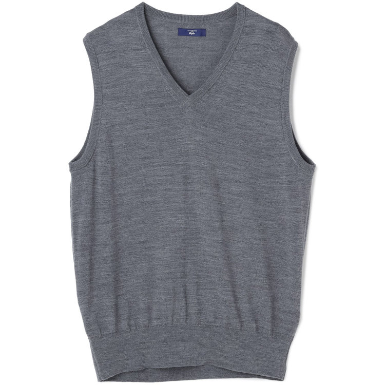 ＪＰコンフォート ネイビー 【JOHN PEARSE comfort navy】【秋冬】ニットベスト/グレー/洗える×毛玉レス グレー中間