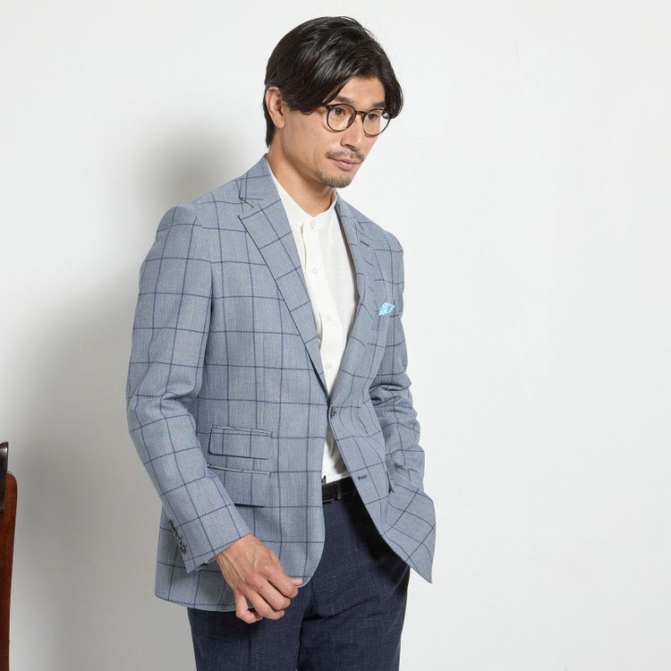 スタンリーブラッカ 【stanley blacker new york】【春夏】2釦ジャケット/グレー×ウィンドペン グレー淡色