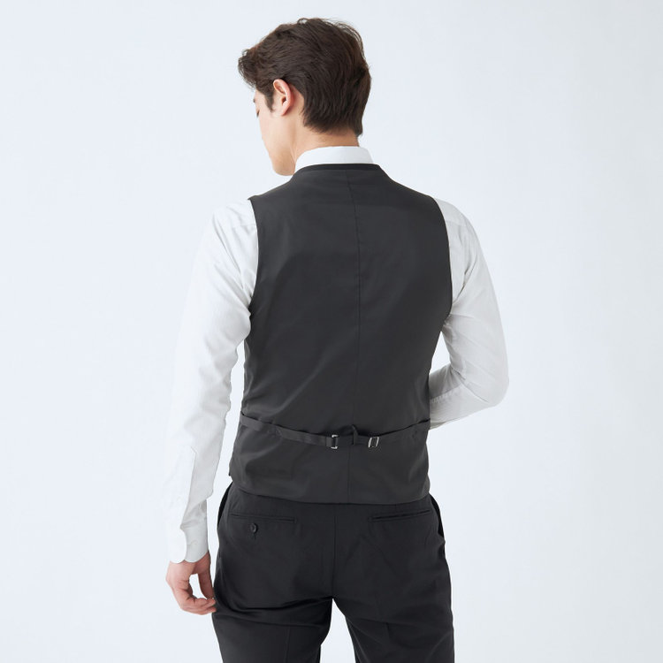 ＪＰ コンフォート 【JOHN PEARSE comfort】【春夏】2釦シングルスリーピーススーツ 1タック/ブラック×シャドーストライプ/ストレッチ/ウエストシャーリング仕様ULTRA MOVE/SHOWER CLEAN/※裾上げ必要 黒