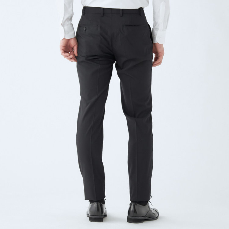 ＪＰ コンフォート 【JOHN PEARSE comfort】【春夏】2釦シングルスリーピーススーツ 1タック/ブラック×シャドーストライプ/ストレッチ/ウエストシャーリング仕様ULTRA MOVE/SHOWER CLEAN/※裾上げ必要 黒