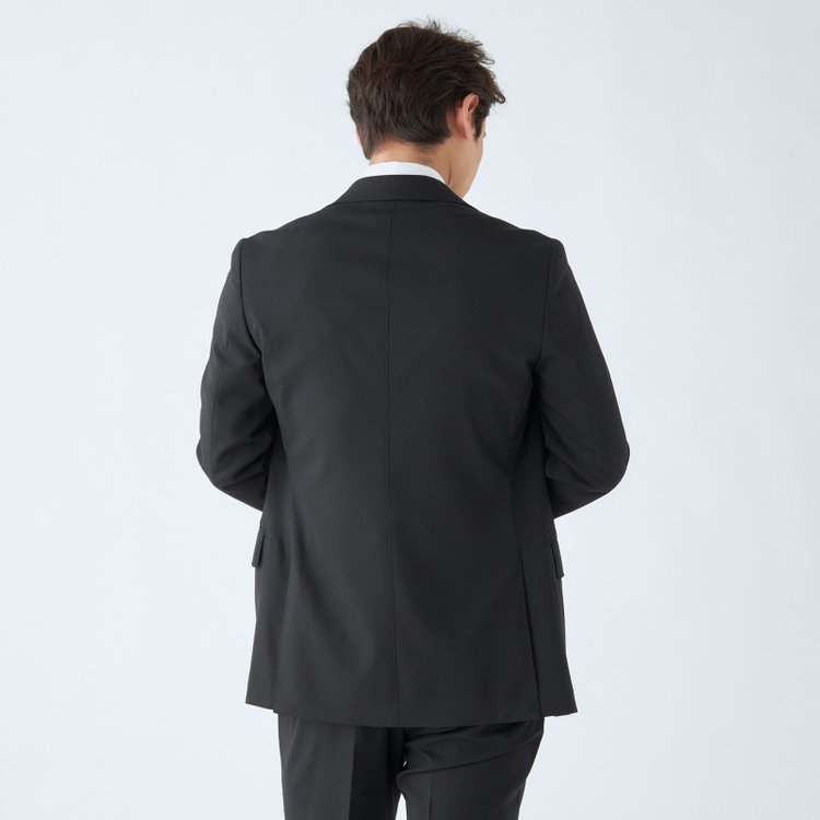 ＪＰ コンフォート 【JOHN PEARSE comfort】【春夏】2釦シングルスリーピーススーツ 1タック/ブラック×シャドーストライプ/ストレッチ/ウエストシャーリング仕様ULTRA MOVE/SHOWER CLEAN/※裾上げ必要 黒