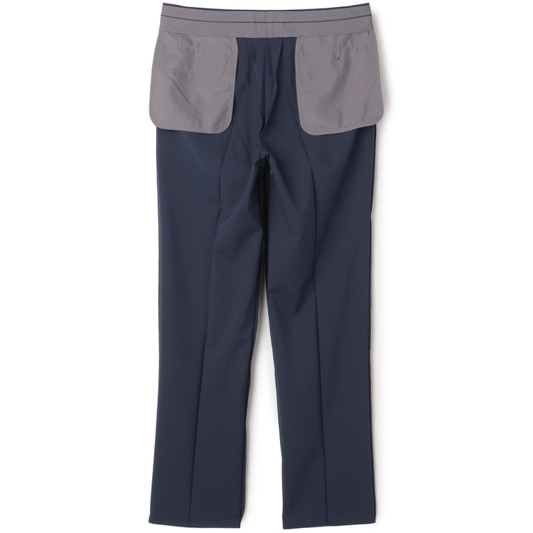 ソノタ（KONAKA用） 【L.O.X】【大きいサイズ】【春夏】ウールブレンド 1タックパンツスラックス/ネイビー×ハウンドトゥース/ウエストアジャスター仕様/※裾上げ必要 紺濃色