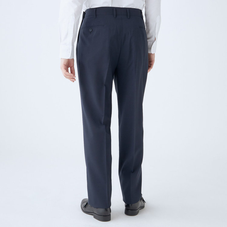 ソノタ（KONAKA用） 【L.O.X】【大きいサイズ】【春夏】ウールブレンド 1タックパンツスラックス/ネイビー×ハウンドトゥース/ウエストアジャスター仕様/※裾上げ必要 紺濃色