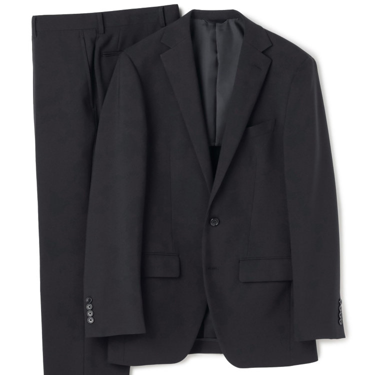 ハイスペックモーション 【HIGH SPEC MOTION】【年間】2釦シングルスーツ 0タック/ブラック/ウォシャブル/※裾上げ必要 黒