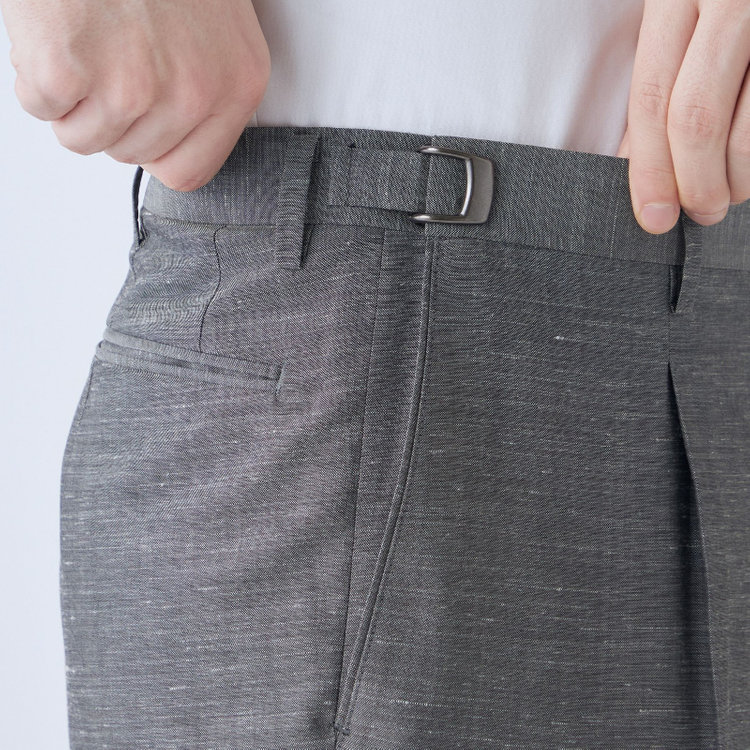 ドナートヴィンチ 【Donato Vinci Italy】【春夏】ウールリネンブレンド1タックパンツ/グレー/アジャスター仕様/※裾上げ必要 グレー中間
