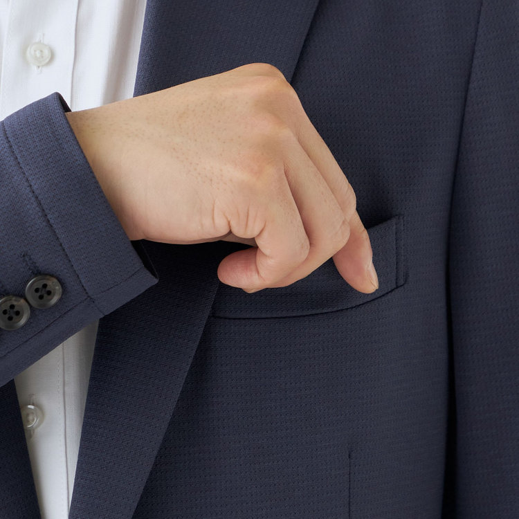 KONAKA　アウトレット 【WEB限定/OUTLET/汚れ・キズ等有】【JOHN PEARSE comfort navy】【春夏】機能性ポリエステル素材 2釦シングルジャケット/ネイビー/ULTRA MOVE/RIRANCHA/ウォッシャブル 紺濃色