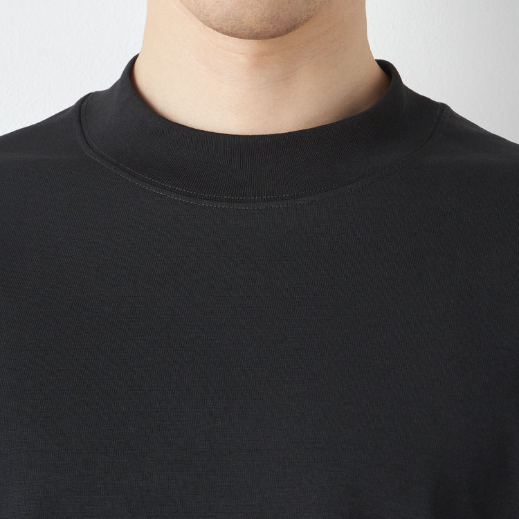 ジョンピアース 【JOHN PEARSE comfort navy】モックネックロングTシャツ/ブラック/「吸汗速乾」「接触冷感」「UV加工」 黒