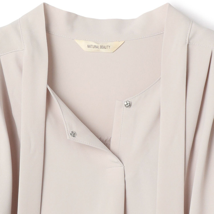ナチュラル　ビューティー 【NATURAL BEAUTY】スリムボウタイカットソー/グレージュ 茶淡色