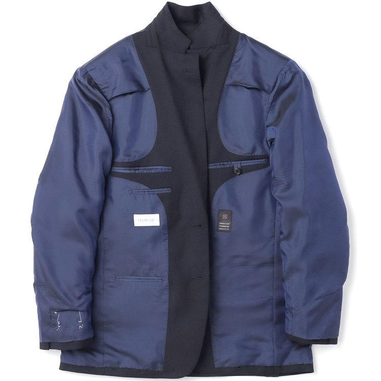 ＫＡＮＳＡＩＭＡＮ 【KANSAIMAN collection】【秋冬】2釦シングルスーツ ショートタック/ネイビー×ストライプ/SHOWER CLEAN/※裾上げ必要 紺中間