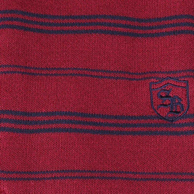 スタンリーブラッカ 【stanley blacker new york】【長袖】胸刺繍長袖ポロシャツ/ワイン×ボーダー ワイン系(赤)