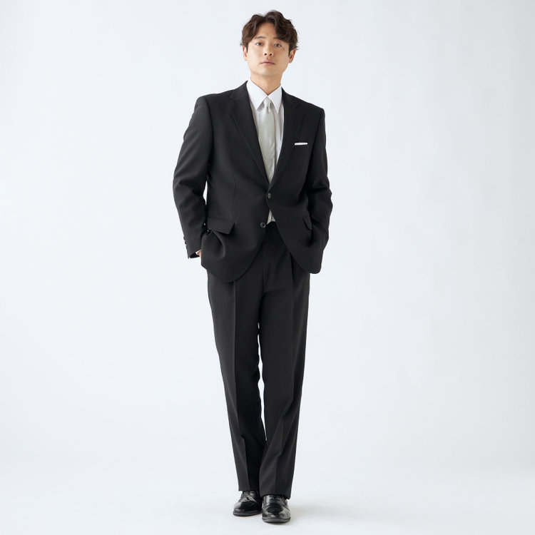 ソノタ（KONAKA用） 【軽涼】【春夏】サマーフォーマル 2釦シングル1タックパンツ/ウエストアジャスター仕様/※裾上げ必要 黒