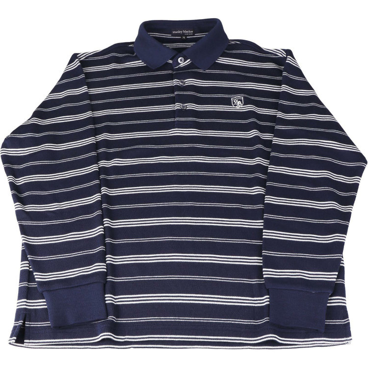 スタンリーブラッカ 【stanley blacker】【長袖】胸刺繍長袖ポロシャツ/ネイビー×ボーダー ネイビー系(紺)