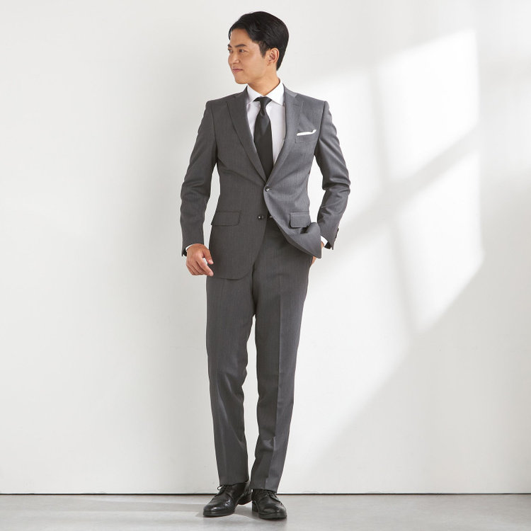 ＪＰセレクトライン 【JOHN PEARSE Black SELECT LINE】【秋冬】スペアパンツ付き/2釦シングルスーツ 0タック/グレー/※裾上げ必要 グレー中間