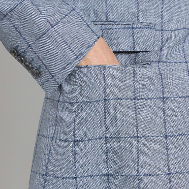 スタンリーブラッカ 【stanley blacker new york】【春夏】2釦ジャケット/グレー×ウィンドペン グレー淡色