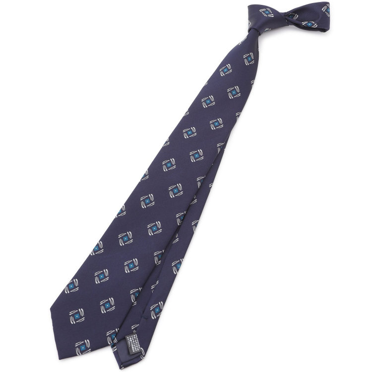 ジョンピアース 【JOHN PEARSE White】シルクブレンド小紋柄ネクタイ8.0cm幅/ネイビー その他