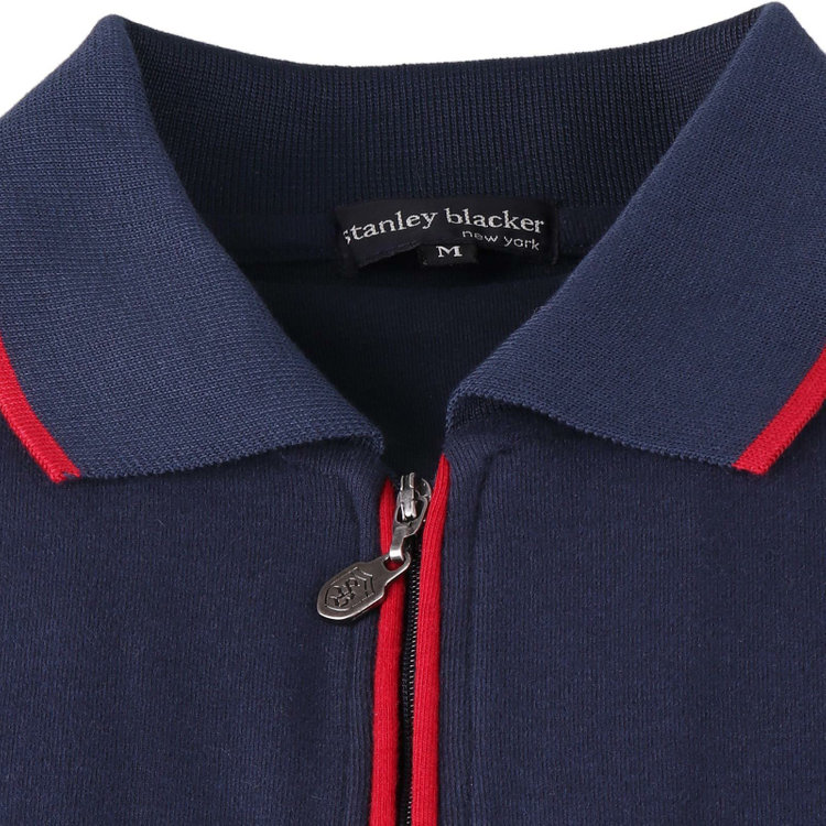 スタンリーブラッカ 【stanley blacker new york】【長袖】胸刺繍長袖ジップポロシャツ/ネイビー ネイビー系(紺)