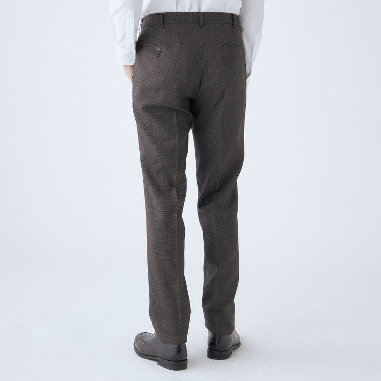 ＪＰ コンフォート 【JOHN PEARSE comfort】【春夏】ショートタックパンツ/ブラウン×ハウンドトゥース/ウエストムーブ/※裾上げ必要 茶中間