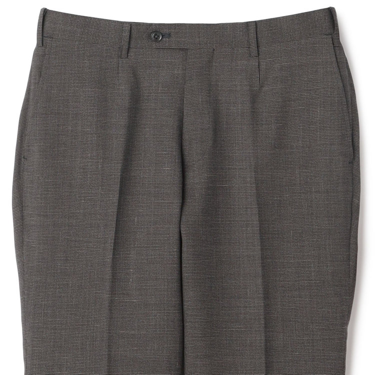 ＪＰ コンフォート 【JOHN PEARSE comfort】【春夏】ショートタックパンツ/ブラウン×ハウンドトゥース/ウエストムーブ/※裾上げ必要 茶中間
