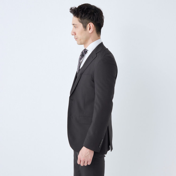 ＪＰ コンフォート 【JOHN PEARSE comfort】【春夏】2釦シングルスリーピーススーツ ショートタック/ブラック×マイクロチェック/ULTRA MOVE/※裾上げ必要 黒