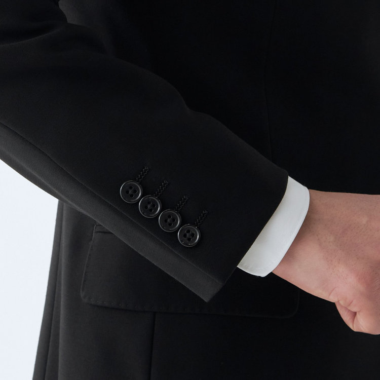 ジョンピアース 【JOHN PEARSE】【スリムシルエット】濃染加工/2釦シングルフォーマルスーツ 0タックパンツ/アジャスター付き/※裾上げ必要 黒