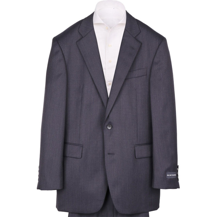 ジョンピアース 【JOHN PEARSE White】【秋冬】2釦シングルスーツ 1タック/ネイビー×ストライプ/REAL NAVY COLLECTION/NEW ZEALAND LIMITED WOOL ネイビー系(紺)