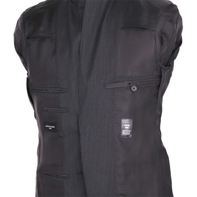 ＪＰセレクトライン 【JOHN PEARSE Black SELECT LINE】【春夏】2釦シングルスーツ 0タック/ブラック×ストライプ/NEW ZEALAND LIMITED WOOL/REAL BLACK COLLECTION ブラック系(黒)