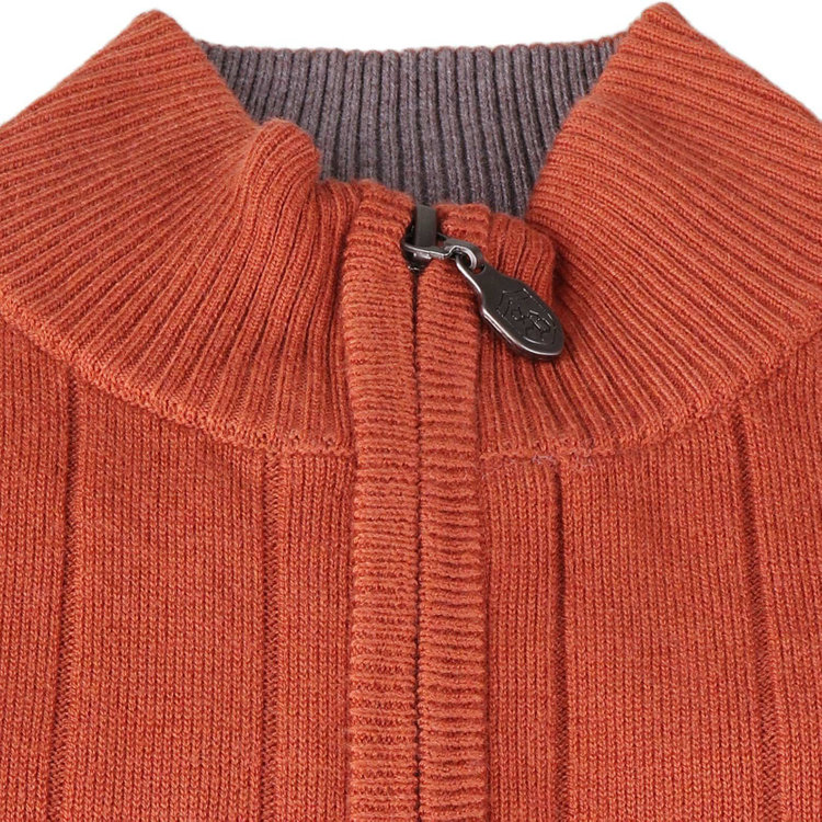 スタンリーブラッカ 【stanley blacker】【長袖】胸刺繍ダブルジップスタンドカーディガン/オレンジ オレンジ系(橙)