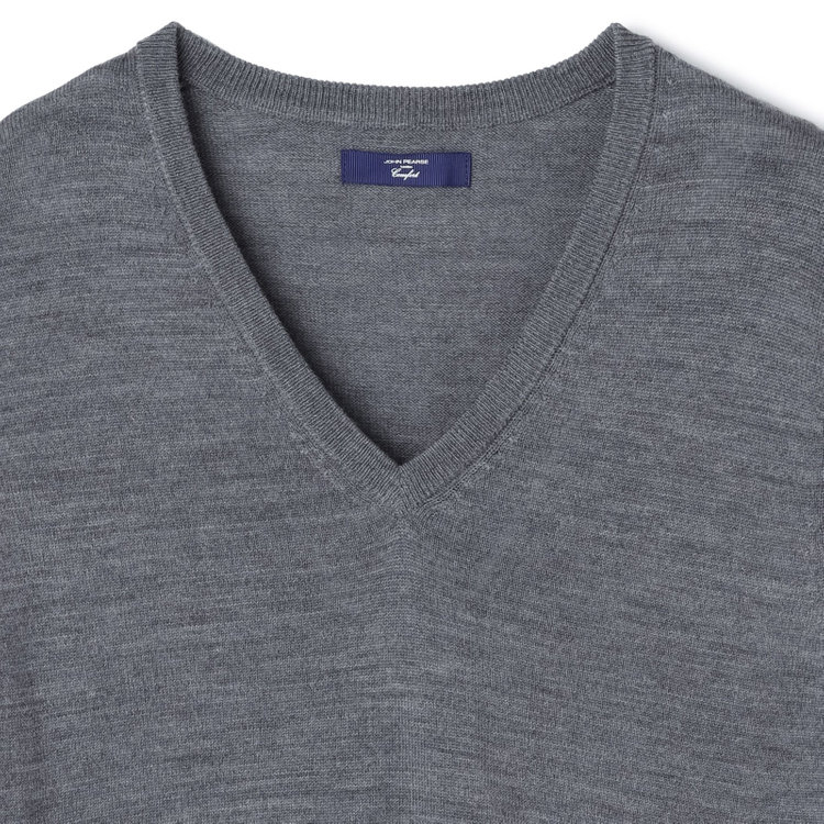 ＪＰコンフォート ネイビー 【JOHN PEARSE comfort navy】【秋冬】ニットベスト/グレー/洗える×毛玉レス グレー中間