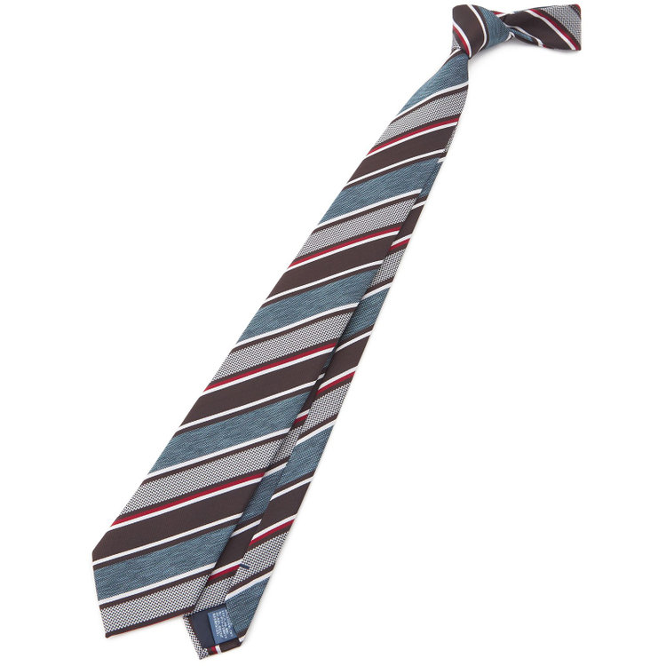 ジョンピアース 【JOHN PEARSE White】シルクポリエステルストライプ柄ネクタイ/8.0㎝幅/グリーン その他