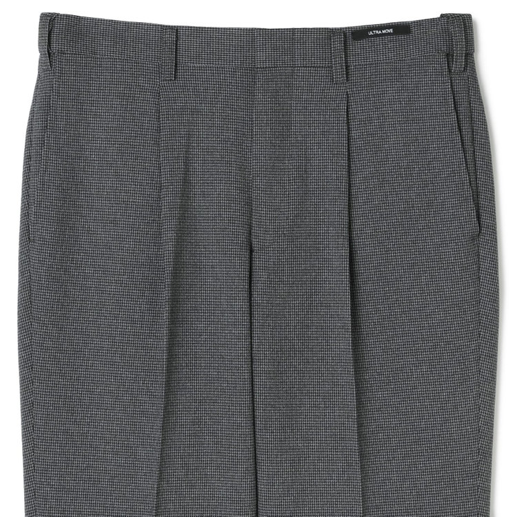 ジョンピアース 【JOHN PEARSE White】【秋冬】高機能ポリエステル 1タックスラックス/グレー＆ブラック×ハウンドトゥース/ウエストムーブ/ULTRA MOVE/裾上げ必要 グレー中間