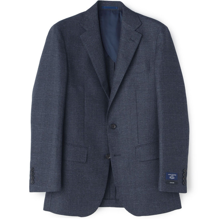 ＪＰコンフォート ネイビー 【JOHN PEARSE comfort navy】【春夏】2釦シングルジャケット/ネイビー×チェック/ULTRA MOVE/RIRANCHA/ウォッシャブル 紺中間