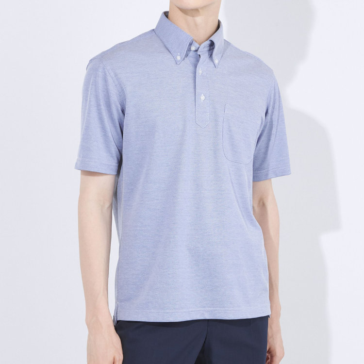 ＪＰコンフォート ネイビー 【半袖】【JOHN PEARSE comfort navy】【ノーアイロン】ボタンダウンビズポロシャツ プルオーバータイプ/サックス/ULTRA MOVE/ニット素材 紺淡色
