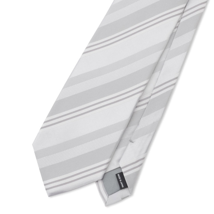 KONAKA　アウトレット 【WEB限定/OUTLET/汚れ・キズ等有】【Donato Vinci Italy】【結婚式】シルクフォーマルネクタイ 8.0㎝幅/ホワイト＆シルバー×ストライプ/MADE IN JAPAN グレー淡色
