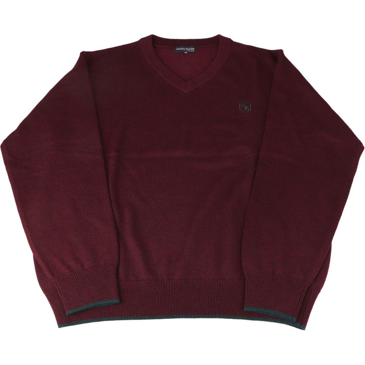 スタンリーブラッカ 【stanley blacker】【長袖】胸刺繍Vネックニットセーター/ワイン ワイン系(赤)