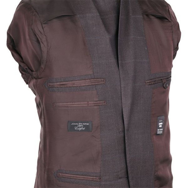 ＪＰ コンフォート 【JOHN PEARSE comfort】【春夏】2釦シングルスーツ 1タック/ブラウン×ウィンドペン/NEW ZEALAND LIMITED WOOL/REAL BROWN COLLECTION ブラウン系(茶)