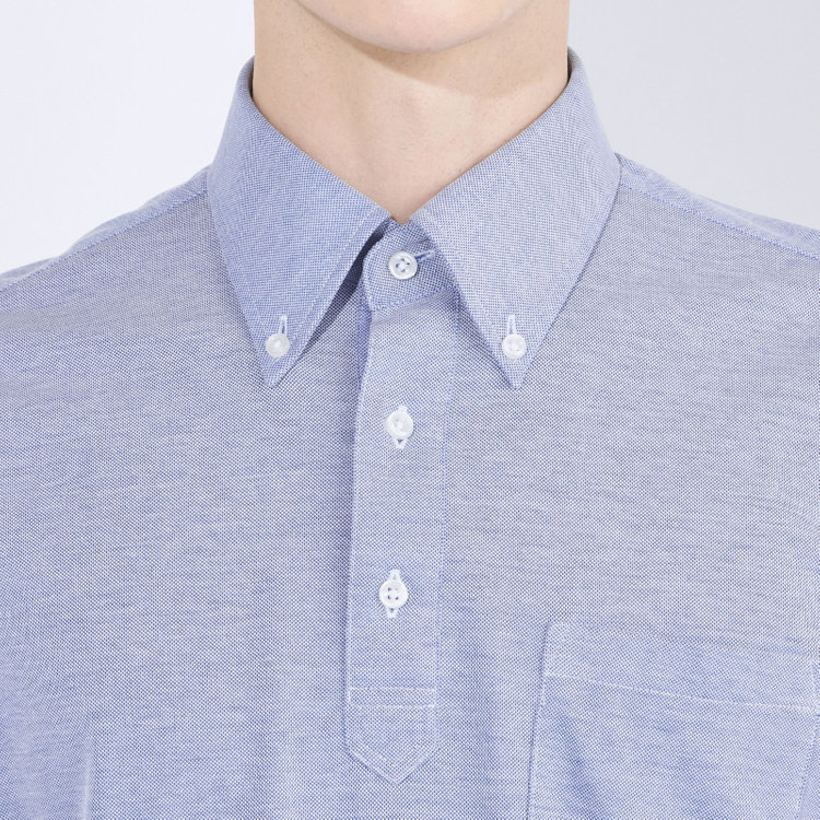 ＪＰコンフォート ネイビー 【半袖】【JOHN PEARSE comfort navy】【ノーアイロン】ボタンダウンビズポロシャツ プルオーバータイプ/サックス/ULTRA MOVE/ニット素材 紺淡色