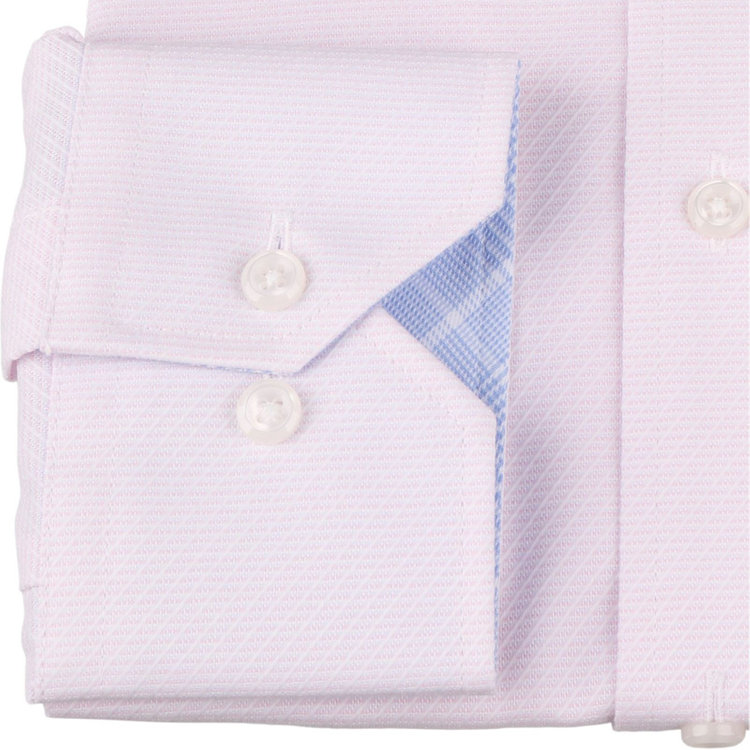 ジョンピアースブラック 【JOHN PEARSE Black】【形態安定】ワイドカラードレスワイシャツ/ピンク×ドビーツイル/襟袖裏別布：ブルー×チェック ピンク系(桃)