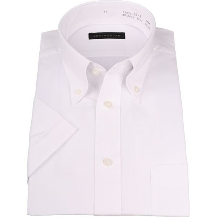 ＤＵＫＥ ＭＯＲＧＡ 【半袖】【DUKEMORGAN】ボタンダウンドレスシャツ/ホワイト×ソリッド ホワイト系(白)