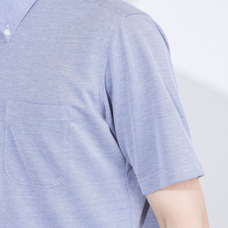 ＪＰコンフォート ネイビー 【半袖】【JOHN PEARSE comfort navy】【ノーアイロン】ボタンダウンビズポロシャツ プルオーバータイプ/サックス/ULTRA MOVE/ニット素材 紺淡色