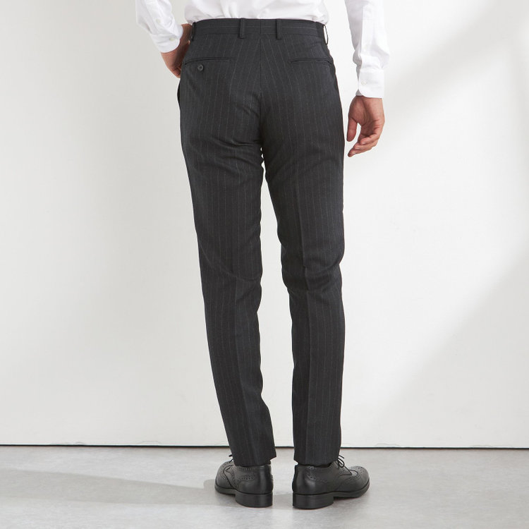 ＪＰ コンフォート 【JOHN PEARSE comfort】【秋冬】2釦シングルスーツ ショートタック/グレー×ストライプ/REAL GRAY/NEW ZEALAND WOOLSHOWER CLEAN/SustainaBee Wool/※裾上げ必要 グレー濃色