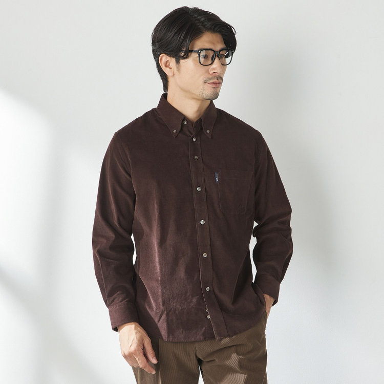  【stanley blacker new york】【長袖】コーデュロイボタンダウンシャツ/ブラウン