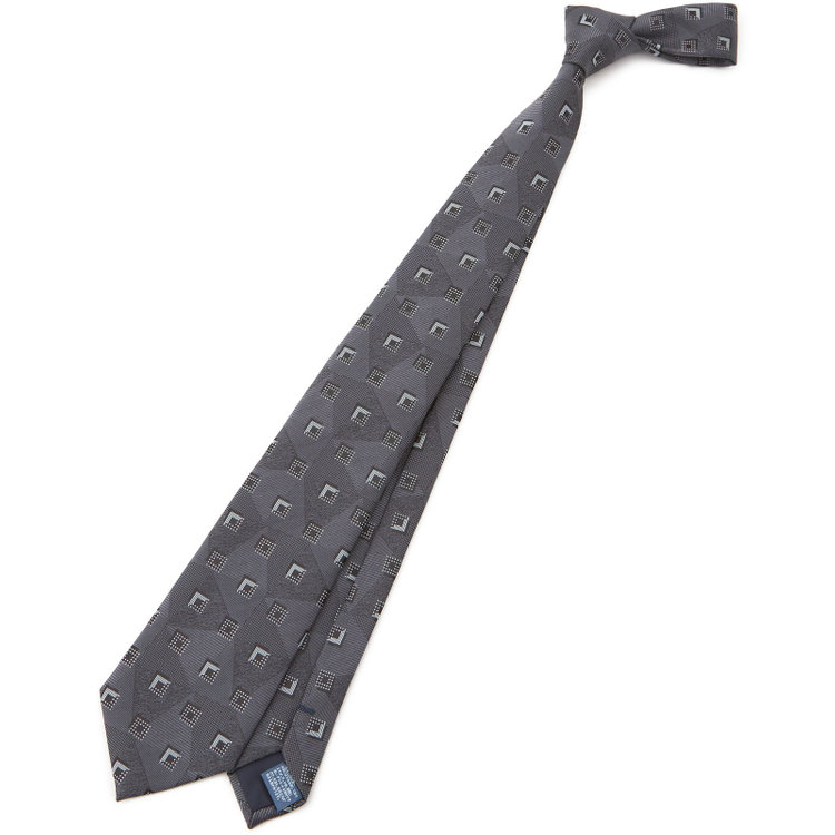 【JOHN PEARSE White】シルクポリエステル小紋柄ネクタイ8.0cm幅/グレー