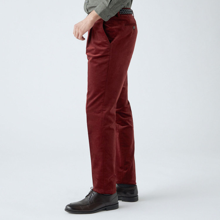 スタンリーブラッカ 【stanley blacker new york】【秋冬】1タックストレッチコーデュロイスラックス/テラコッタ/ウエストシャーリング仕様/※裾上げ必要 赤濃色