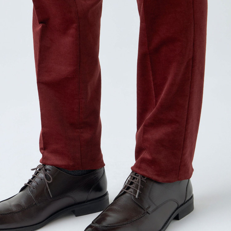 スタンリーブラッカ 【stanley blacker new york】【秋冬】1タックストレッチコーデュロイスラックス/テラコッタ/ウエストシャーリング仕様/※裾上げ必要 赤濃色