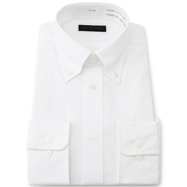 KONAKA　アウトレット 【WEB限定/OUTLET/汚れ・キズ等有】【DUKEMORGAN】【形態安定】ボタンダウンワイシャツ/ホワイト×ドビーストライプ 白