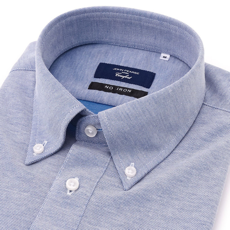 ＪＰコンフォート ネイビー 【半袖】【JOHN PEARSE comfort navy】【ノーアイロン】ボタンダウンビズポロシャツ プルオーバータイプ/サックス/ULTRA MOVE/ニット素材 紺淡色