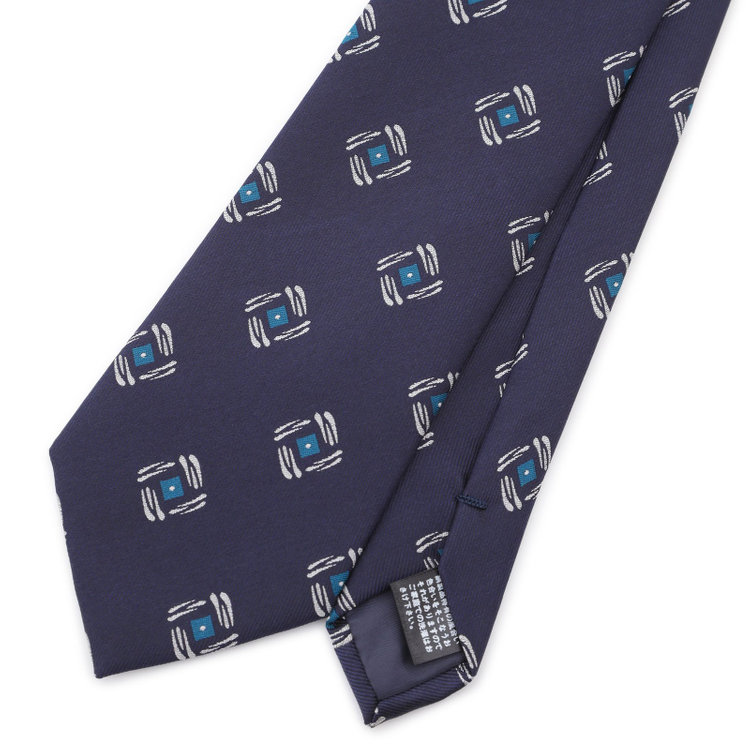 ジョンピアース 【JOHN PEARSE White】シルクブレンド小紋柄ネクタイ8.0cm幅/ネイビー その他