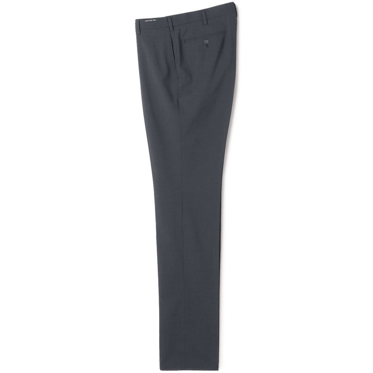 ジョンピアースブラック 【JOHN PEARSE Black SELECT LINE】【春夏】ウールブレンド 0タックパンツ/グレー×チェック/ウエストムーブ仕様/ULTRA LIGHT SPEC※裾上げ必要 グレー濃色